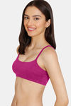Rosaline Girls Double Layered Non Wired 3/4th Coverage Bralette With Elastic Strap - Festival Fuchsia — thumbnail 3